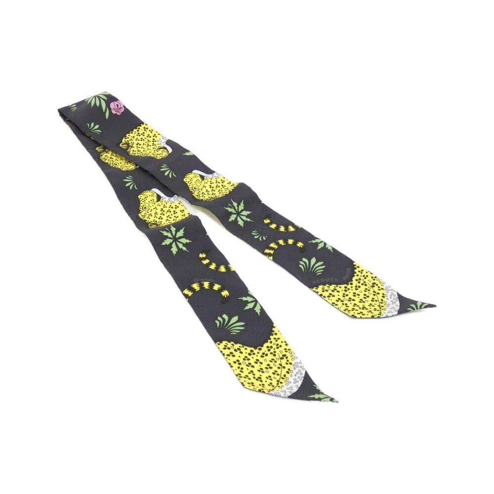 Hermes LES LEOPARDS Twilly 062953S Scarf Muffler